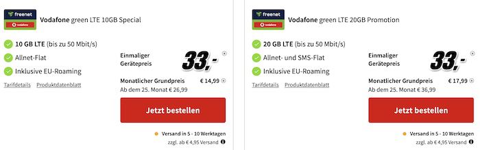 Samsung Galaxy S22 für 33€ + Vodafone Allnet 20GB für 17,99€ mtl.