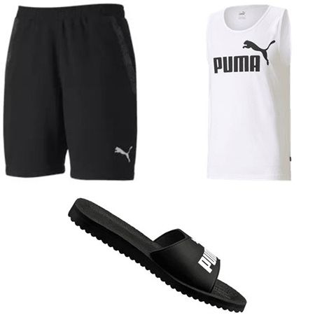 Puma Sommer Outfit mit Tanktop, Short + Latschen für 44,99€ (statt 54€)