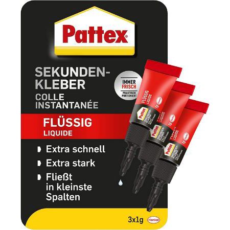 3er Pack Pattex Mini Trio Sekundenkleber, Flüssig für 2,95€ (statt 6€)