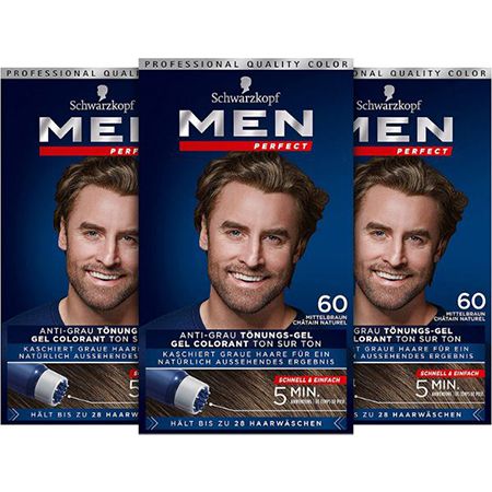 3er Pack Men Perfect Schwarzkopf 60 Haartönung, Mittelbraun ab 9,85€ (statt 15€)