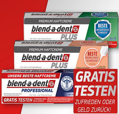 Blend a dent Haftcreme ausprobieren   bei Unzufriedenheit Geld zurück