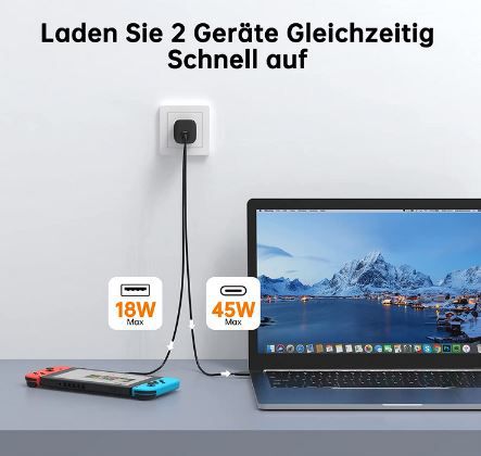 NOVOO USB C Schnellladegerät mit GaN3 + 67W für 18,49€ (statt 30€)