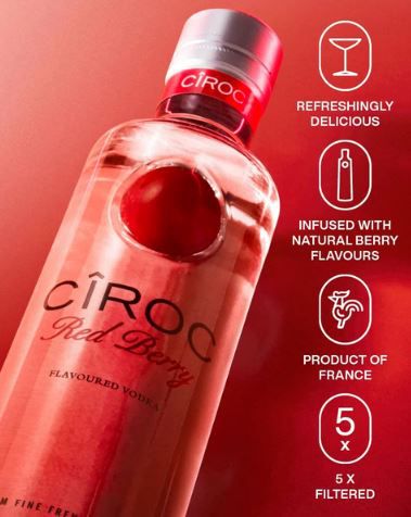 🍹 Ciroc Red Berry Ultra Premium Wodka, 37.5% vol, 0,7L ab 23,74€ (statt 32€)