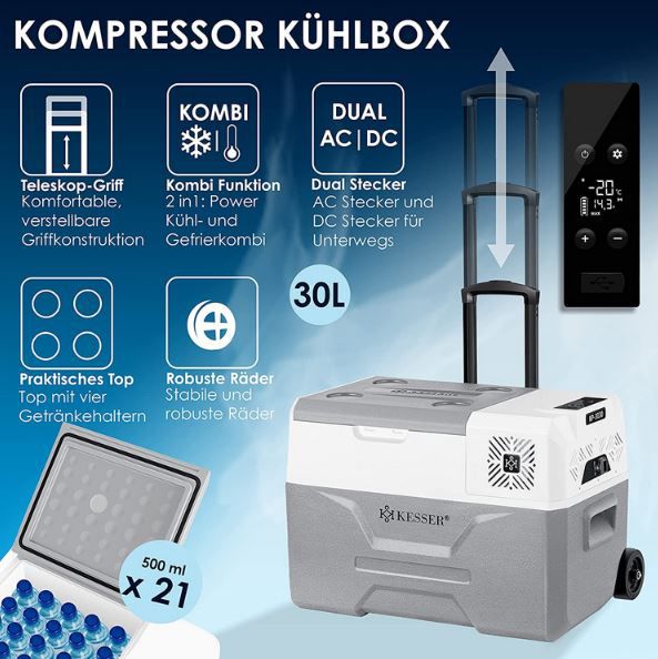 Kesser Kompressor Kühlbox mit App-Steuerung, 30L für 184,80