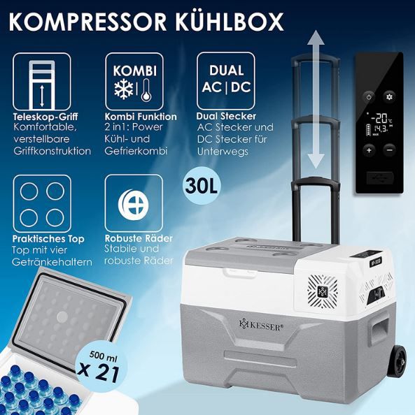 Kesser Kompressor Kühlbox mit App Steuerung, 30L für 184,80€ (statt 250€)