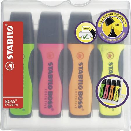 4er Pack Stabilo Boss Executive Textmarker für 5,89€ (statt 8€)