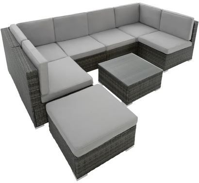 Tectake Rattan Lounge Venedig mit Tisch & Hocker für 429,99€ (statt 480€)