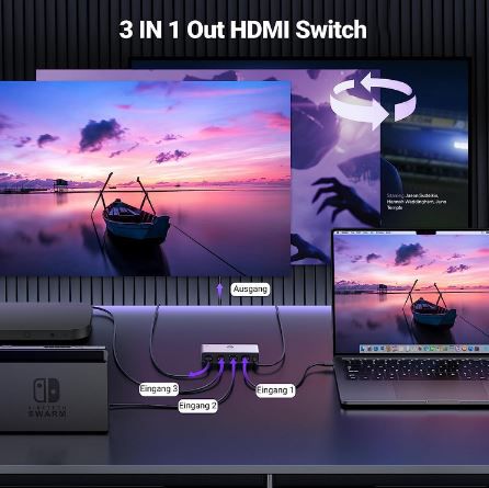 UGREEN 3 in 1 HDMI 2.1 Switch mit Fernbedienung für 33,89€ (statt 46€)