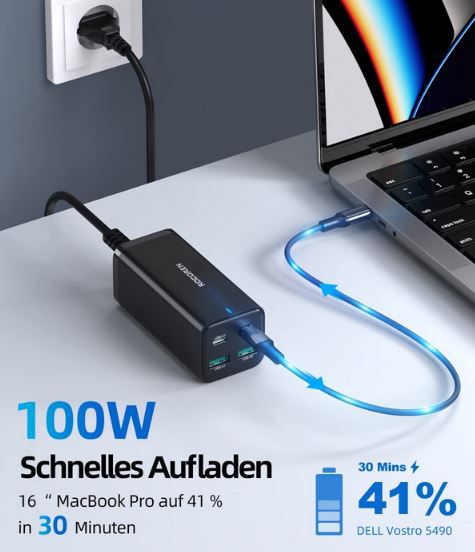 Rocoren USB C/USB A Dual Ladegerät, 100W für 31,45€ (statt 70€)