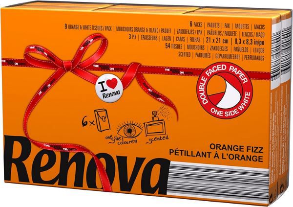 6er Pack Renova Orange Fizz Taschentücher für 0,62€