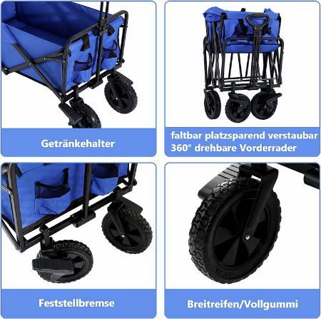 Jopassy Faltbarer Bollerwagen mit Seitentasche für 55,29€ (statt 79€)