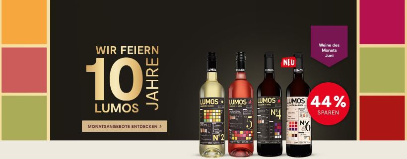 Vinos: 44% Rabatt auf Lumos Weine + 15€ Rabatt ab 75€ Bestellwert