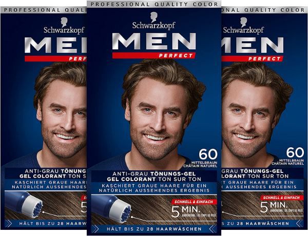 3er Pack Men Perfect Schwarzkopf 60 Haartönung, Mittelbraun ab 9,85€ (statt 15€)