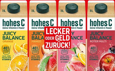 hohes C Juicy Balance ausprobieren  bei Unzufriedenheit Geld zurück