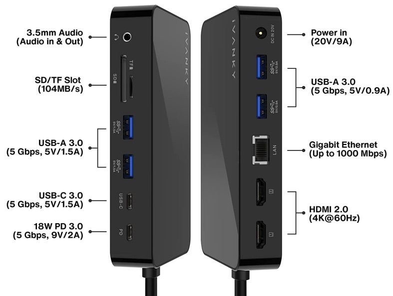 MacBook Pro 180W USB C Docking Station mit 12 Ports für 110,79€ (statt 180€)