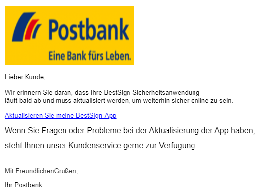 Verbraucherzentrale warnt vor neuen Phishing Mails im Umlauf (Beispiele)