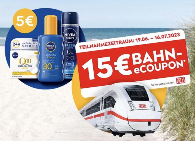 15€ DB Gutschein beim Kauf von Nivea Produkten im Wert von 5€