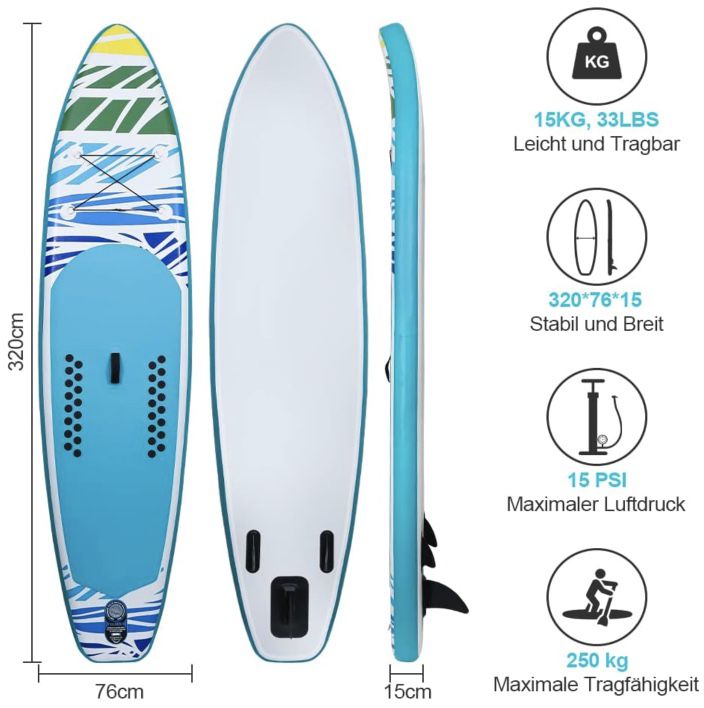 Cecaylie Stand Up Paddle Board (320cm) mit Zubehör für 129,93€ (statt 200€)