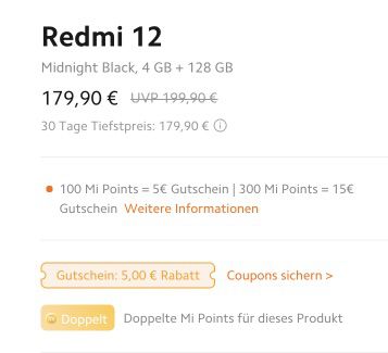 Xiaomi Redmi 12 Smartphone + Redmi Buds 4 Lite für 164,89€ (statt 226€)