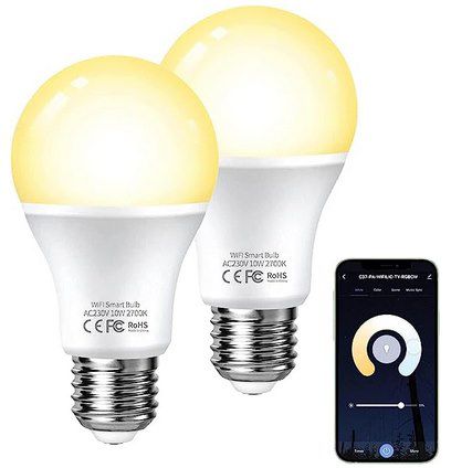 2x LED Lampen E27 mit 9W in warmweiß & App Steuerung für 7,64€