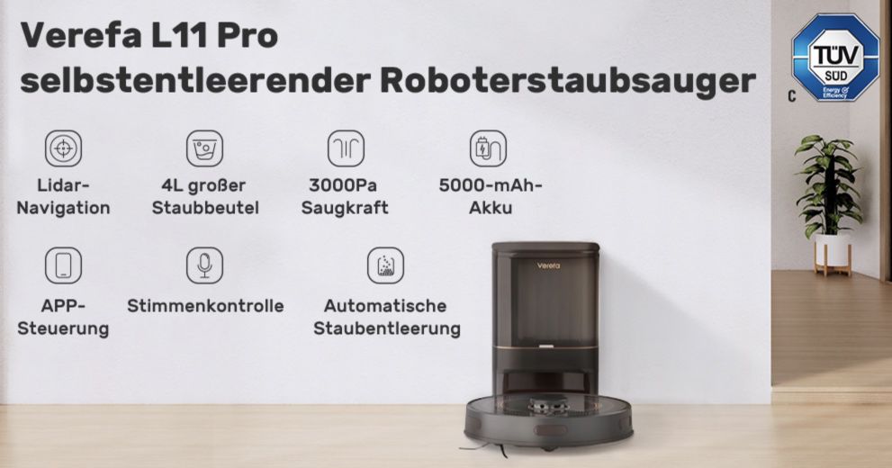Verefa L11 Pro Saugroboter mit Absaugstation für 219€ (statt 400€)