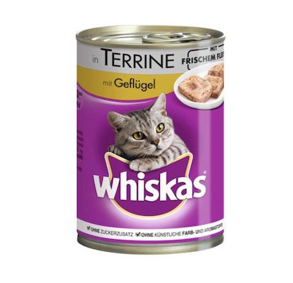 😻 12x Whiskas Nassfutter (je 400g) mit Geflügel in Terrine für 9,60€ (statt 21€)
