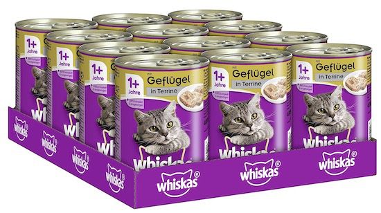 12x Whiskas Nassfutter Adult 1+ mit Geflügel in Terrine für 9,48€ (statt 19€)