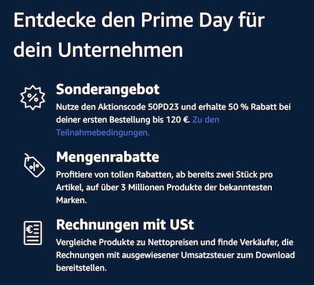 Amazon Business: 50% Rabatt auf die erste Bestellung bis 120€