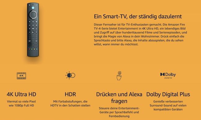 Amazon Fire TV 4 Serie 55 Zoll UHD smart TV für 449,99€ (statt 550€)