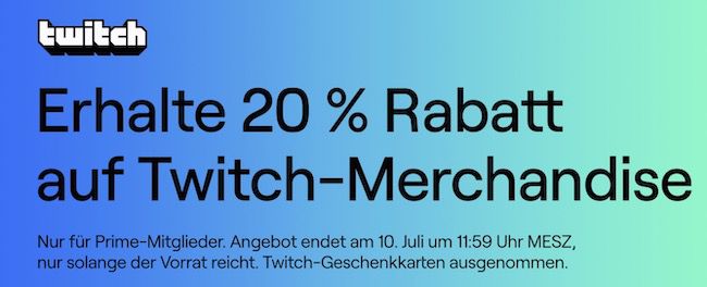 Prime: 20% Rabatt auf Twitch Merchandise (Hoodies uvm.)