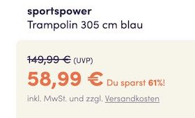 Fehler? sportspower Trampolin 305 cm mit Netz für 62,94€ (statt 179€)