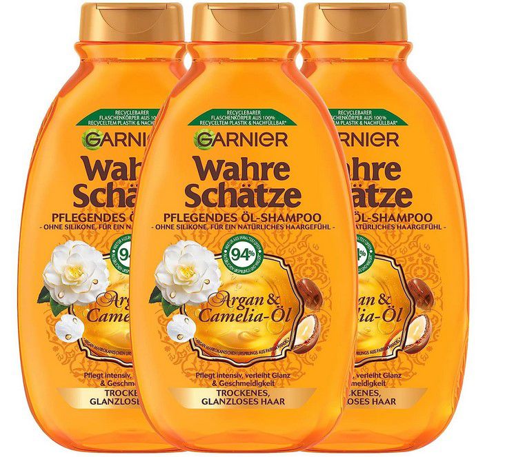 Garnier Wahre Schätze Pflegendes Öl-Shampoo 3 x 250ml ab 5,16€ (statt 12€)