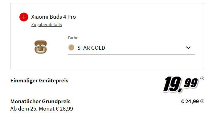 Xiaomi 13 + Xiaomi Buds 4 Pro für 19,99€ + Vodafone Flat mit 10GB für 24,99€ mtl.