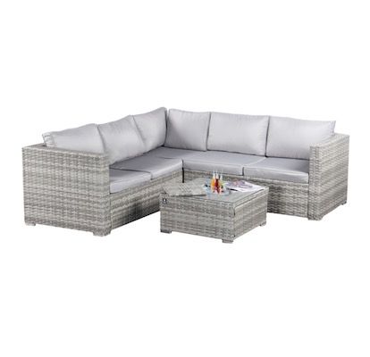BIXENTE Polyrattan Garten-Lounge 5-Sitzer mit Tisch & Auflagen für 377,77€ (statt 444€)