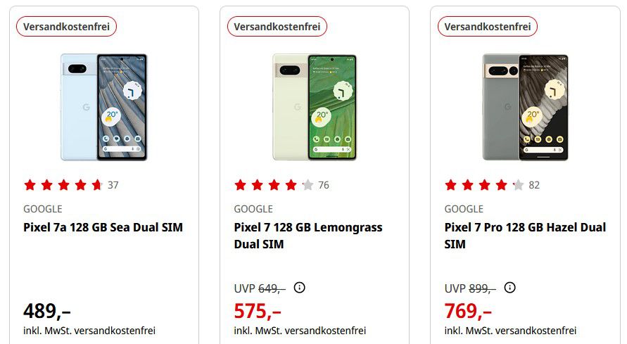 Google Pixel 7 dank Trade In mit 100€ Sofortrabatt   z.B. Google 7a für 389€ (statt 476€)