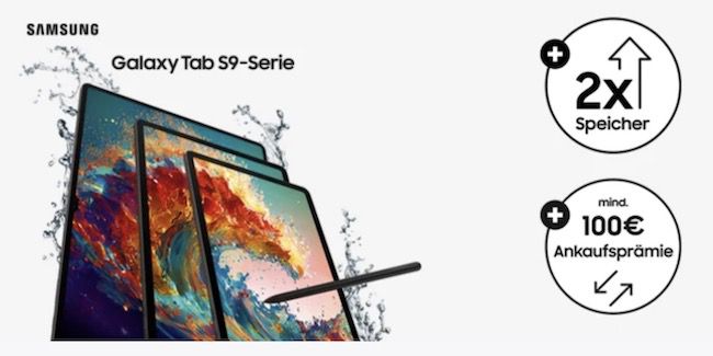 Samsung Galaxy Tab S9 Ultra / Tab S9+ / Tab S9 mit doppeltem Speicher zum selben Preis