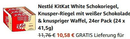 24er Pack NESTLÉ KITKAT White Schokoriegel für 10,58€ (statt 18€)