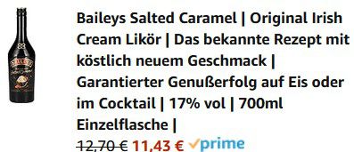Baileys Salted Caramel Irish Cream Likör, 0,7L, 17% ab 11,43€ (statt 17€)
