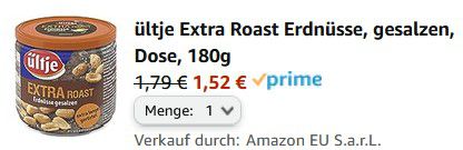 180g ültje gesalzene Extra Roast Erdnüsse ab 1,52€ (statt 3€)