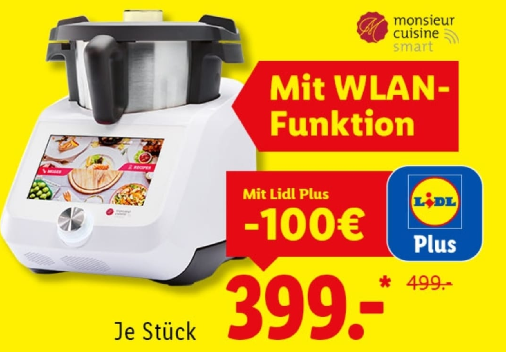 👨‍🍳 Monsieur Cuisine smarte Küchenmaschine Weiß (Thermomix Konkurrent) für 399€ (statt 499€)