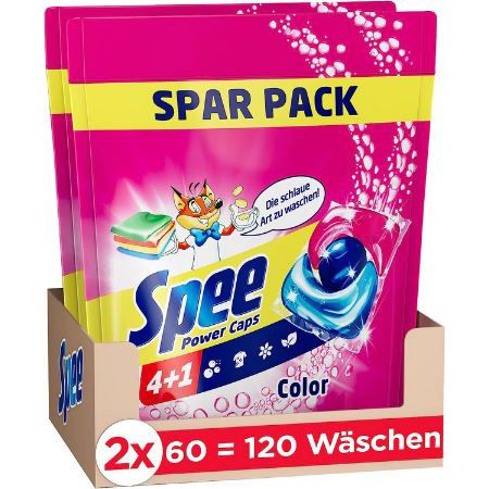 120er Pack Spee Power Caps Color 4 + 1 Waschmittel ab 21,59€ (statt 29€)