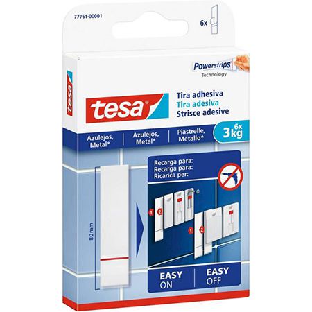 6er Pack tesa Powerstrips für Fliesen und Metall, 3kg für 4,69€ (statt 7,50€)