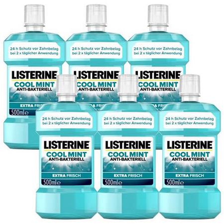6er Pack Listerine Cool Mint antibakterielle Mundspülung, 500ml für 16,56€ (statt 22€)