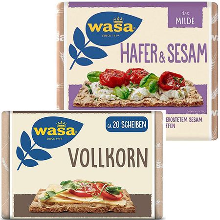 🍞 12er Pack Wasa Knäckebrot Vollkorn oder Hafer & Sesam ab 21,94€ (statt 26€)