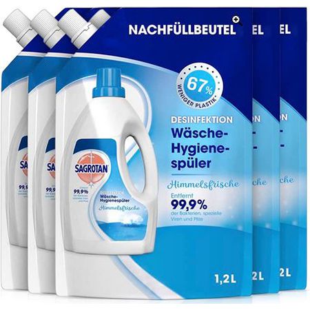 5 x 1,2L Sagrotan Wäsche Hygienespüler Nachfüller ab 8,61€ (statt 18€)