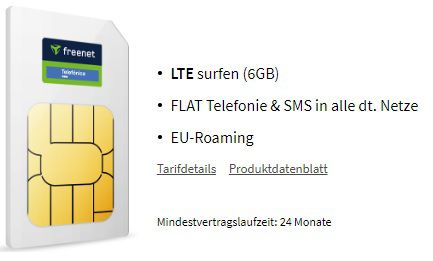 o2 Allnet Flat + EU Roaming mit 6GB LTE für 9,99€ mtl. + 150€ Media Markt Gutschein