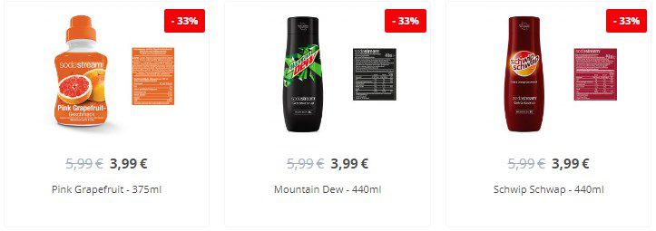 10x Sodastream Sirup verschiedene Sorten für 24,90€ (statt 40€)   MHD Ware