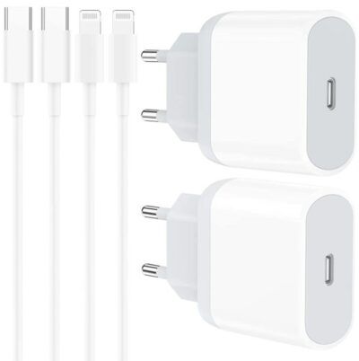 2x iPhone Ladekabel + Ladegerät mit max. 20W für 9,59€ (statt 22€)