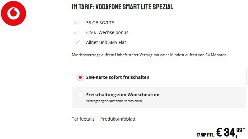 Nothing Phone (2) mit 256GB für 29,95€ + Vodafone Flat mit 35GB 5G für 34,99€ mtl.