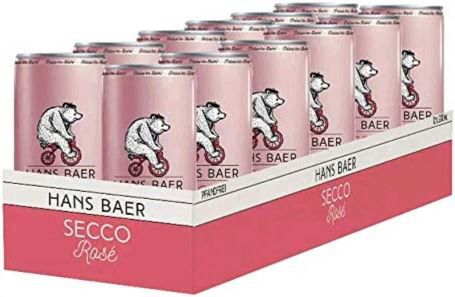 12er Pack Hans Baer Secco Rosé Perlwein in Dosen ab 9,27€ (statt 13€)